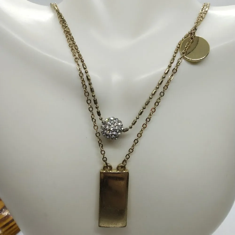 Chicos gold ball‎ crystal necklace